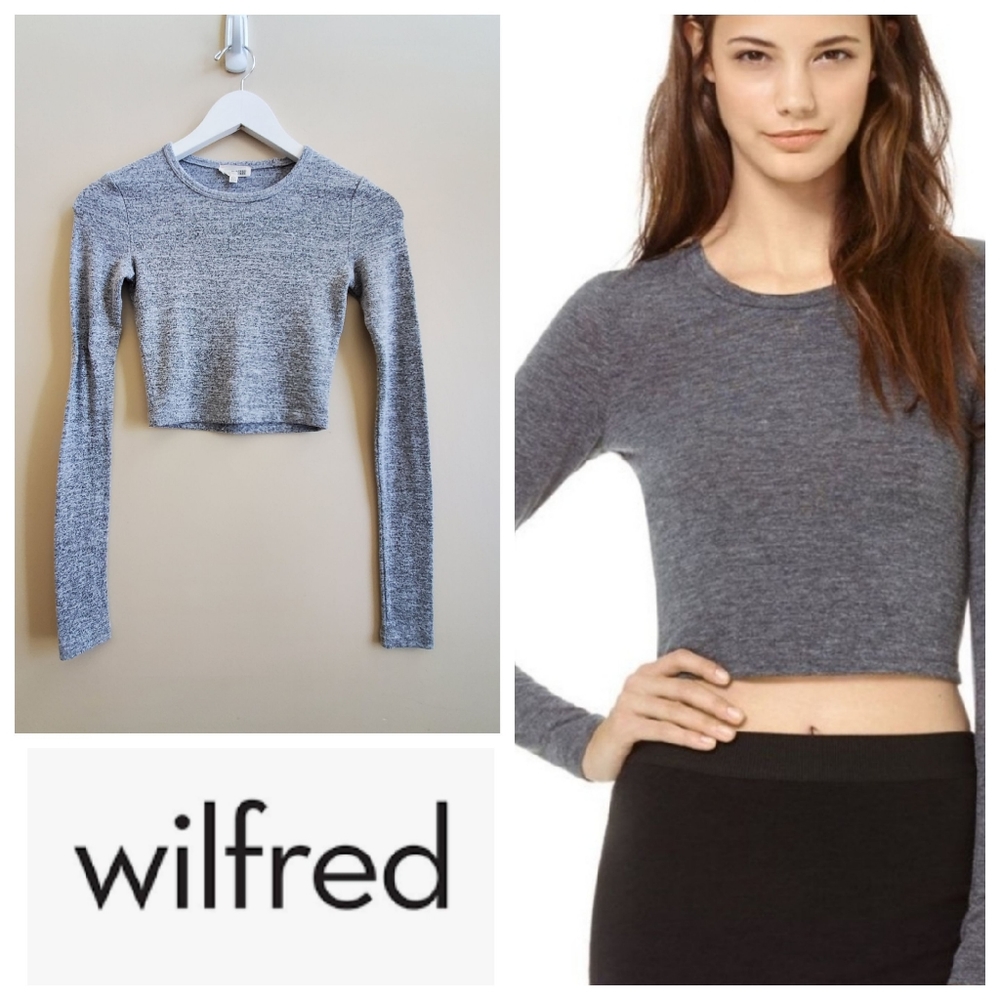 Wilfred Free XXS Dewi Gray Crop Top Long Sleeve